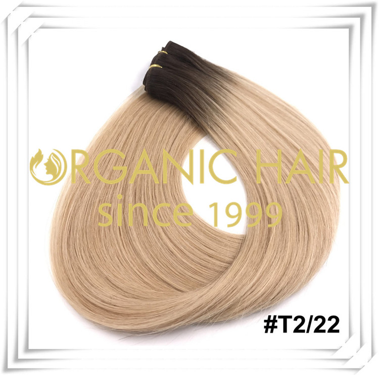 Ombre color custom full cuticle hand tied weft C002